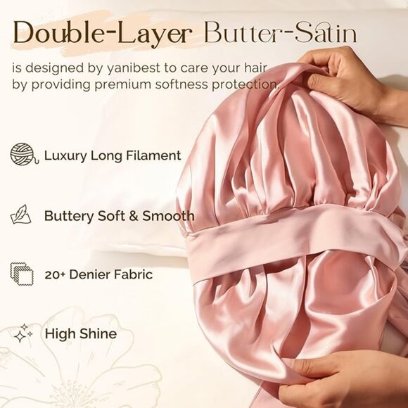 Silk Sleeping Bonnet in Pink - Picture 2 of 10